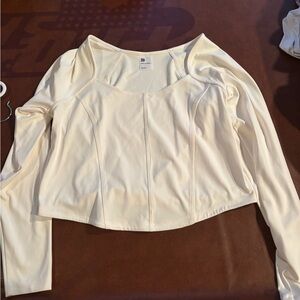 All in Motion Cream Long Sleeve Crop Top